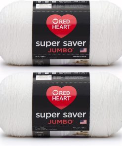 Red Heart Super Saver Jumbo White Yarn - 2 Pack of 396g/14oz - Acrylic - 4 Medium (Worsted) - 744 Yards - Knitting/Crochet