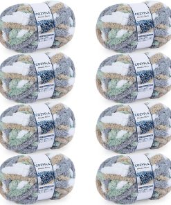Cozyful Chunky Yarn for Hand Knitting - #10 Chunky Chenille Blanket Yarn. Jumbo Big Thick Chunky Yarns for Crocheting. Tie Dye Bulky Knit Yarns. 8 Skein (20 yds 8 oz Each Skein). Cream&Sage&Grey&Khaki